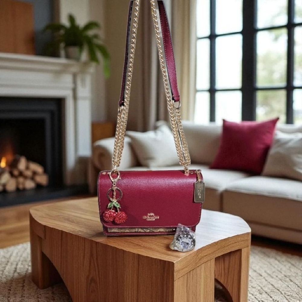 Coach NWTS Signature Cherry Klare Red and Gold Crossbody Bag - Picture 4 of 16